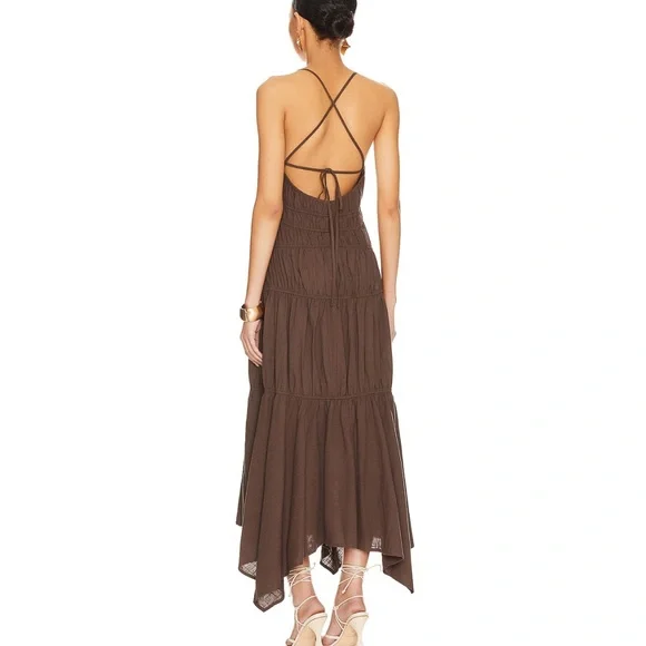 Chic Asymmetrical Brown Dress - Picture 2 of 6